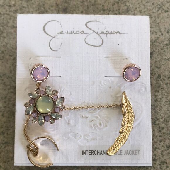 NWT Jessica Simpson earring set with cuff feather - Picture 1 of 3